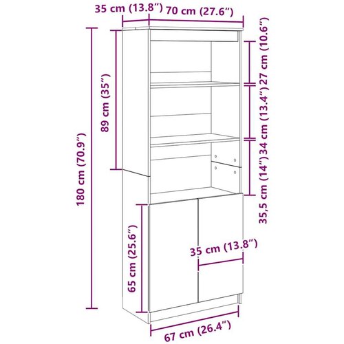 VidaXL Visoka komoda staro drvo 70x35x180 cm od konstruiranog drva Slike