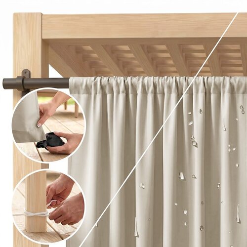 Restilo MOLTE curtain, light beige, plain, classic style, multifunctional tape, Oxford fabric, 155 x 220 cm Slike