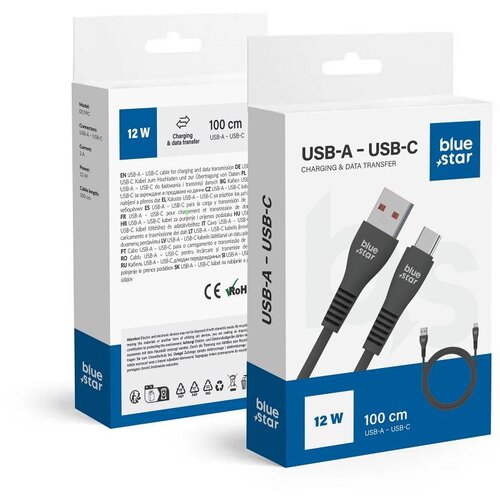 Blue Star kabl usb a na type c 2A 12W DC99C 1 m crni Cene