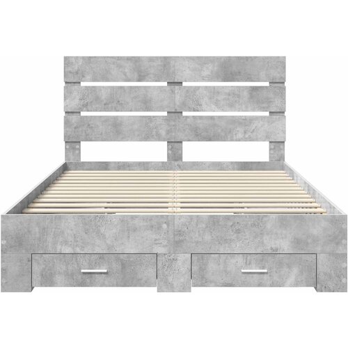  Krevetna konstrukcija s ladicama Betonski sivi 140 x 190 cm Siva 190 x 143 x 100 cm Slike
