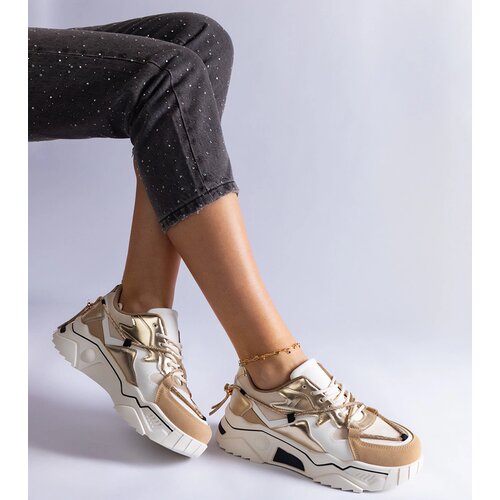 Gemre Beige sneakers decorated with rhinestone laces Valdeza Cene