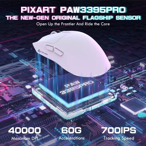 Attack Shark bežični gaming mi&amp;scaron; X1 PAW3395PRO/40000 dpi/omron switches/trimode/white + charging dock Slike