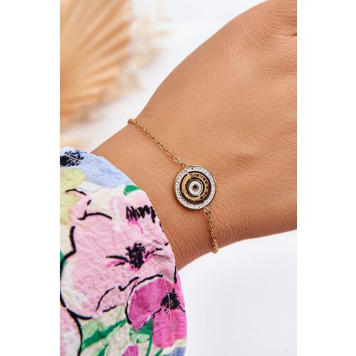  Steel Bracelet With Circle And Zircons Gold Slike