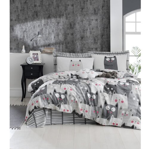 Duvarda Kediler - Grey WhiteGreyBlack Super King Quilt Cover Set (FR) Cene