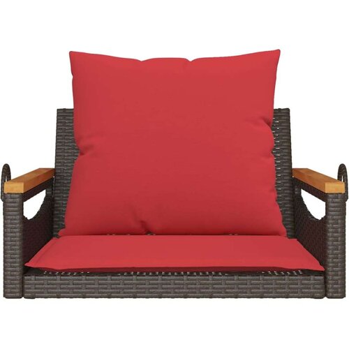  Klupa za ljuljanje s jastucima smeđa 63x62x40 cm od poliratana - Smeđa 63 x 62 x 40 cm 1 Nasloni za ruke okruglog dizajna Slike