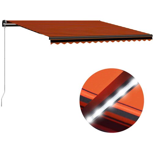  Ročno zložljiva tenda LED 450x300 cm oranžna in rjava, (20692777) Cene