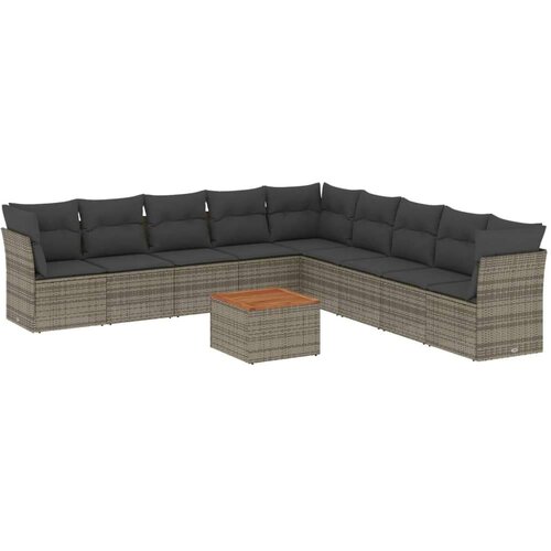 vidaXL 10-dijelni set vrtnih sofa od poliratana s jastucima sivi Cene