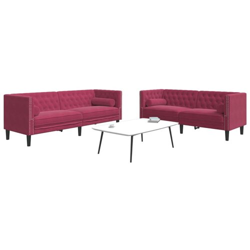  2-dijelni set sofa Chesterfield crvena boja vina baršunasti Cene