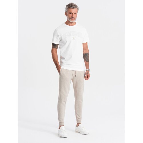Ombre Men&amp;#039;s sweatpants in pleasant knit fabric - cream melange Slike