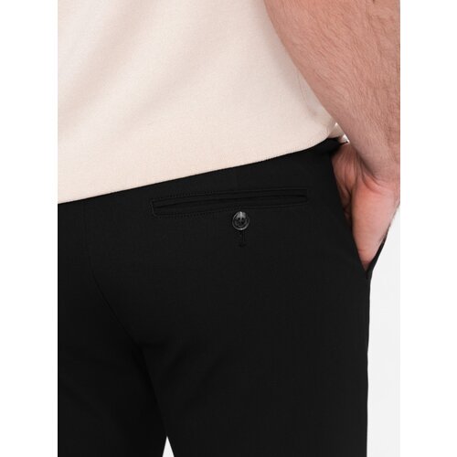 Ombre Men's smart chino pants SLIM FIT - black Cene