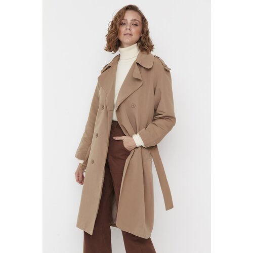 Trendyol Mink Oversize Belted Trench Coat Slike
