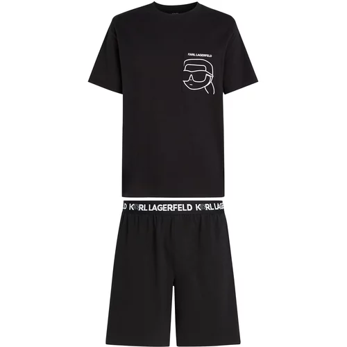 Karl Lagerfeld Kratka pidžama crna / bijela