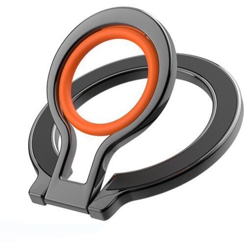 INF MagSafe magnetni prstan za telefon — aluminij + silikon, 360° vrtljiv Black+Orange, (5000284081) Cene