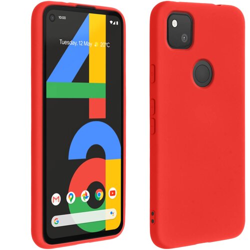 AVIZAR Google Pixel 4A Poltrdi silikonski ovitek z mehkim zakljuckom na dotik - rdec, (20626050) Cene