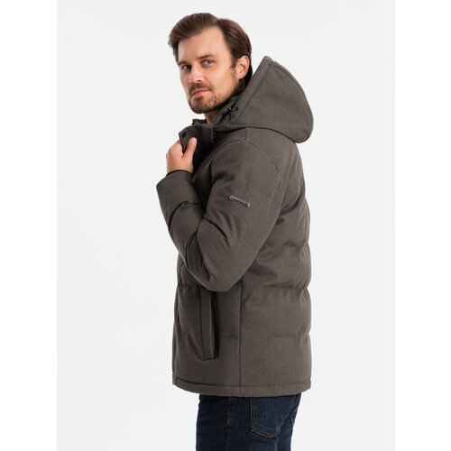Ombre Men's lightweight jacket with hood and mesh lining - olive Cene
