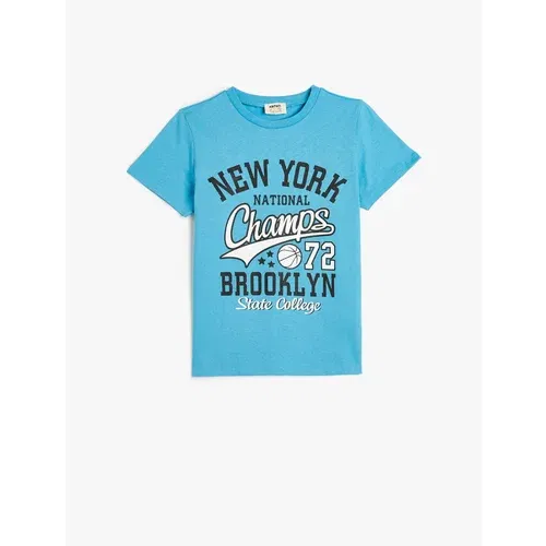 Koton New York Printed College T-Shirt Crew Neck Cotton