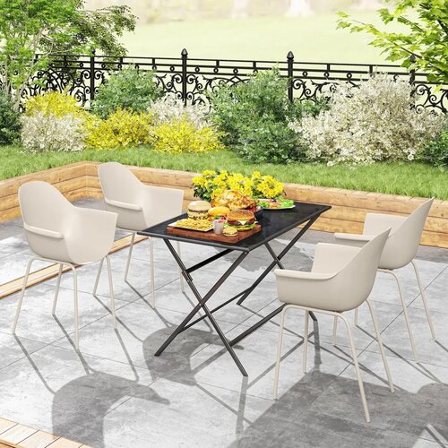  Set od 4 vrtne stolice vanjske stolice vrtna stolica moderan dizajn 59 cm x 55 cm x 84 cm siva Slike