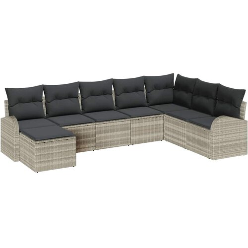  Set sofe 8 kom. Svijetlo siva poliratan Svjetlosiva 289 x 179 x 85 cm Slike