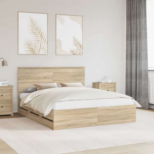  Okvir za krevet s ladicama Sonoma hrast 160 x 200 cm Cene