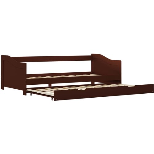 Maison Chic Izvlečni Posteljni okvir - Enojna postelja - Postelja za odrasle temno rjav iz borovine 90x200 cm, (21696137) Slike