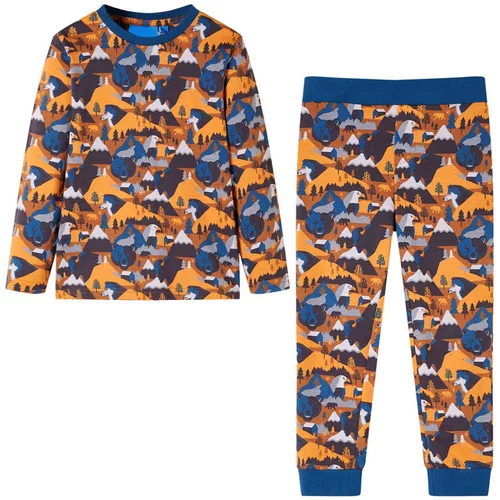 vidaXL Otroška pižama z dolgimi rokavi konjak 92