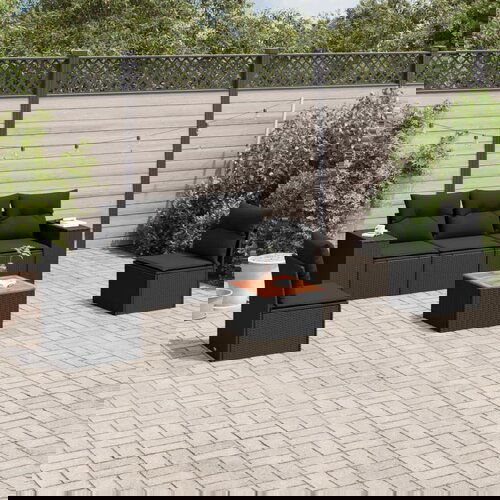 vidaXL 6-dijelni set vrtnih sofa s jastucima crni od poliratana Cijene