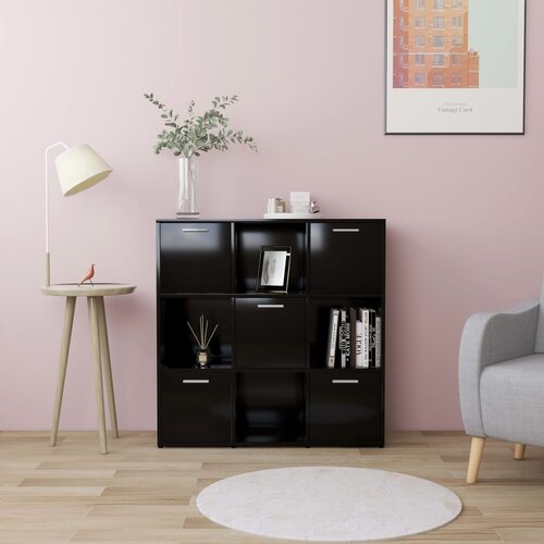 Ormarić za knjige crni 90 x 30 x 90 cm od konstruiranog drva Slike
