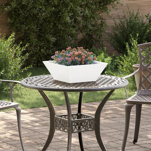VidaXL kovinski sadilnik Cool bela Kovina 40 x 40 x 15 cm Slike