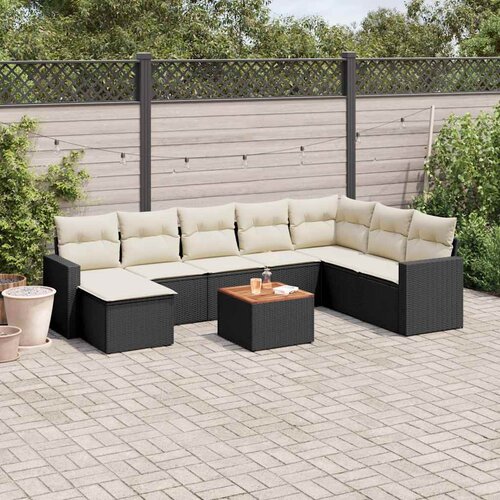  10-dijelni set vrtnih sofa s jastucima bež od poliratana Slike