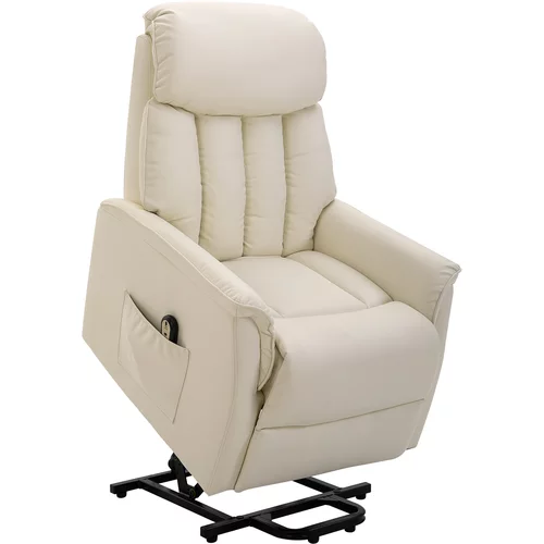 HOMCOM Relax fotelj z daljinskim upravljalnikom, počivalnik z integriranim naslonom za noge, 80x94x104 cm, krem barve, (20755583)