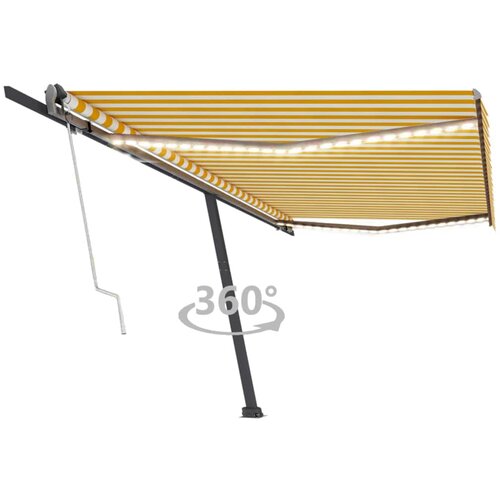 vidaXL Avtomatska tenda LED + senzor 500x300 cm rumena/bela, (20728930) Cene