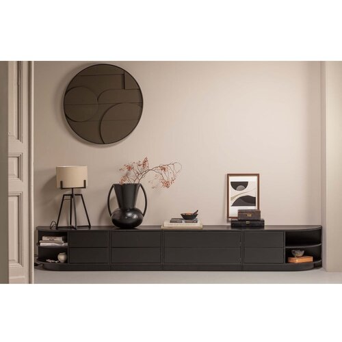 WOOOD Črna modularna TV omarica iz masivnega bora 228x40 cm Finca &amp;ndash; Slike