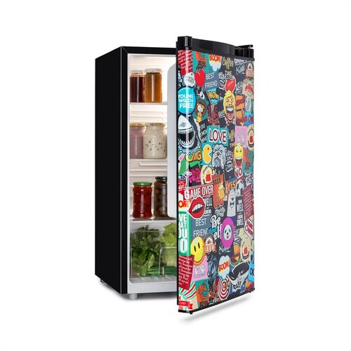 Klarstein Cool Vibe, hladnjak, F, 90 l, VividArt Concept, stil manga, crna boja Cijene