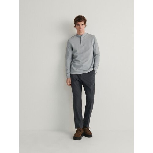 Reserved polo majica comfort fit z dolgimi rokavi - modra Cene