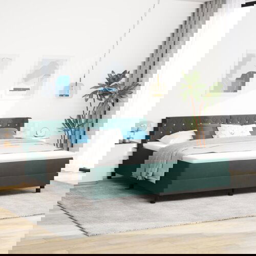 Box Postelja Box Spring s Blazino Temno Zelena 180x200 cm Žamet, (22052826) Cene