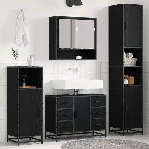  Set namje&scaron;taja za kupaonicu 3 kom. Crni hrast 90 x 33 x 60 cm Cijene