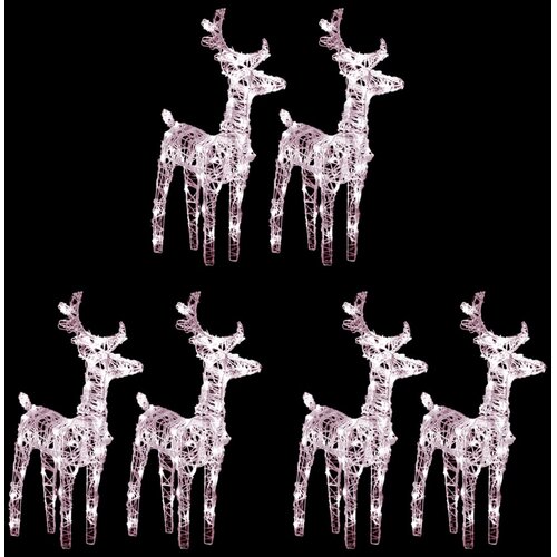 Božićni sobovi 6 kom topli bijeli 240 LED žarulja akrilni Slike