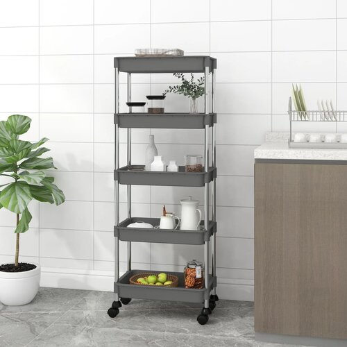 VidaXL Kuhinjska kolica s 5 razine crna 42x29x128 cm željezo i ABS Slike