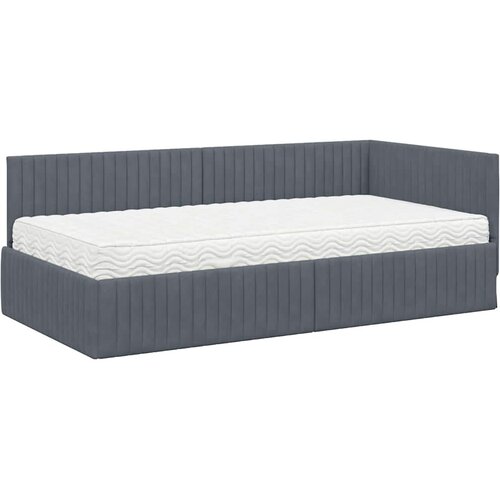  Kutni krevetni okvir s madracem 2 kom. Tamnosiva 100 x 200 cm Slike