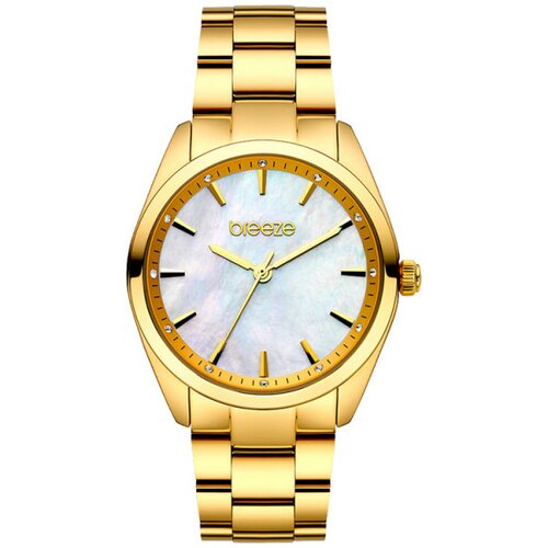 Breeze ženski finesse crystal beli zlatni modni ručni sat sa zlatnim metalnim kaišem Slike