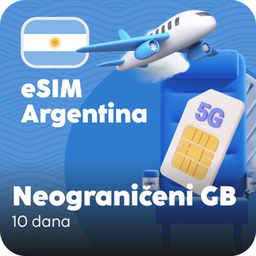 Ananas eSIM Argentina eSIM kartica - Neograničena količina prepaid mobilnih podataka za 10 dana Slike