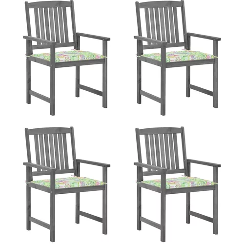 vidaXL Vrtni stoli z blazinami 4 kosi sivi trden akacijev les, (20658885)
