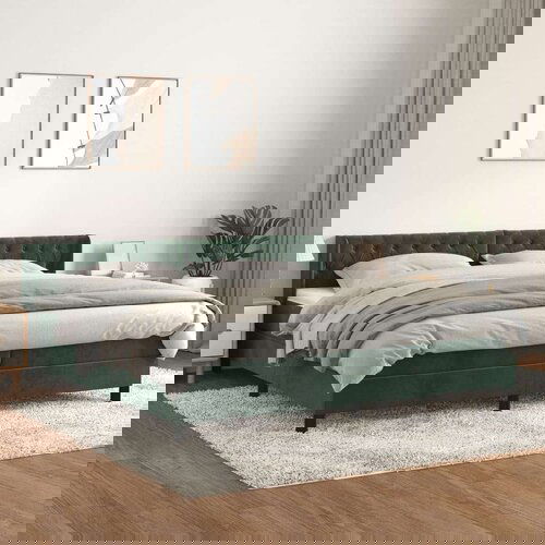  Krevet s oprugama i madracem tamnozeleni 200x200 cm bar&amp;scaron;unasti Slike