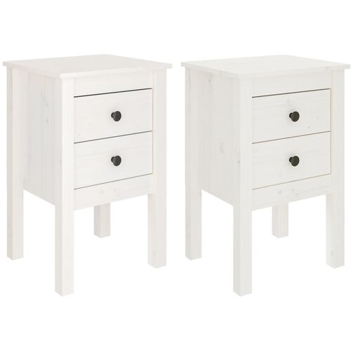 Maison Chic Dvo delni komplet Nočne omarice - Nočne mize bela 40x35x61,5 cm trdna borovina, (21690155) Cene