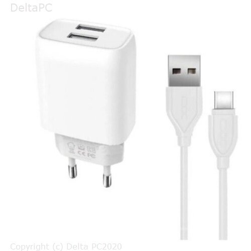 XO 2-port USB wall charger L57 2.4A+Type-C cable Slike