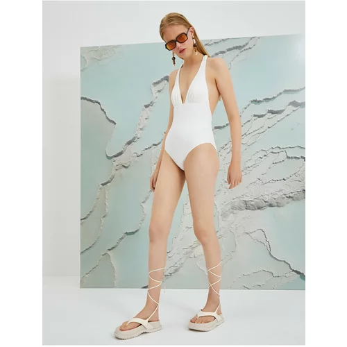 Koton Şahika Ercümen X - Back Detailed V-neck Swimsuit