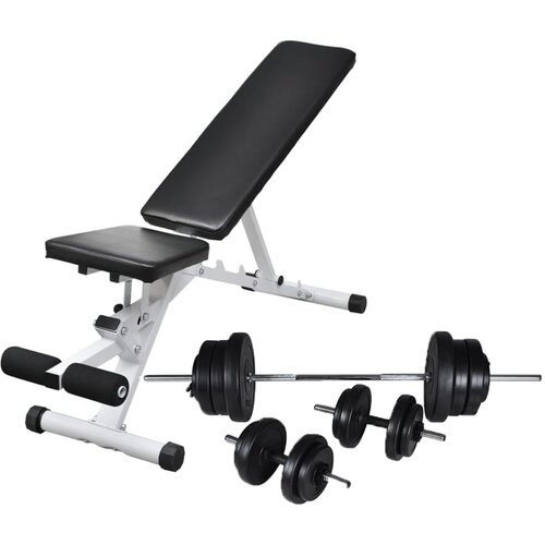 VidaXL vadbena klop s kompletom uteži in palic 60,5 kg Slike