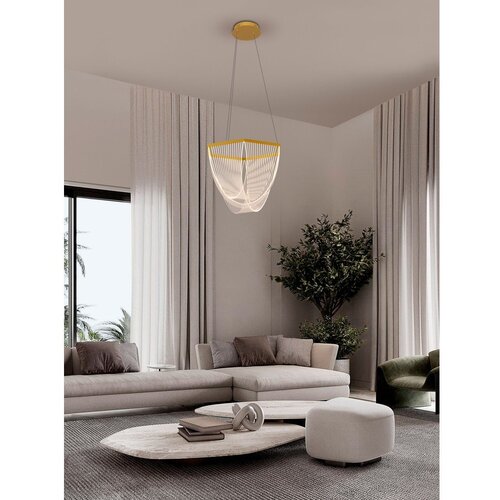 Nova Luce Aluminijasta LED zatemnitvena viseča svetilka v zlati barvi s senčilom iz akrilnega stekla &amp;oslash; 52 cm Valentin &amp;ndash; Slike