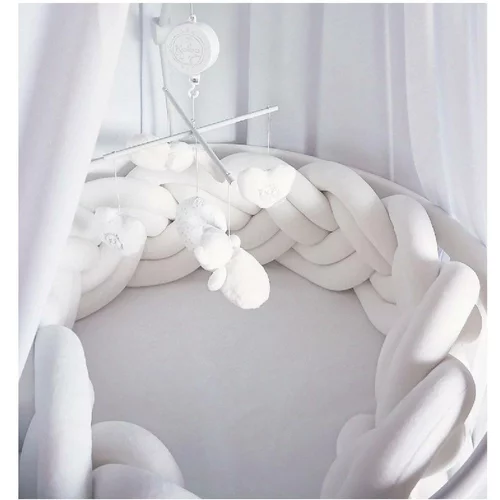 Puffi dvojna obroba za otroško posteljo pliš bela 360cm