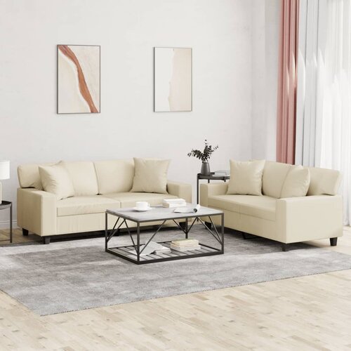  2-dijelni set sofa s jastucima krem od umjetne kože Cijene